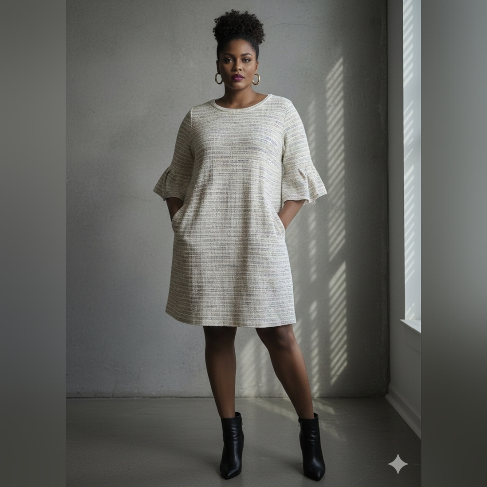 Timeless and Chic LOFT Plus Rainbow Tweed Knit Dress